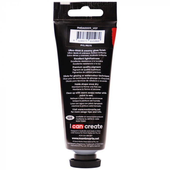 PMDA0009 Vopsea acrilică Dimension Mont Marte 75ml - Vermilion [2]