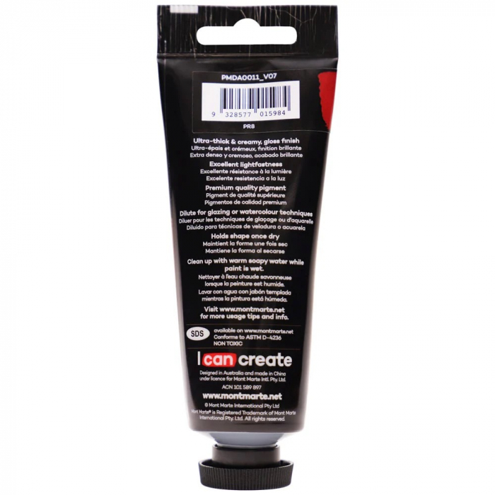PMDA0011 Vopsea acrilică Dimension Mont Marte 75ml - Permanent Red [2]