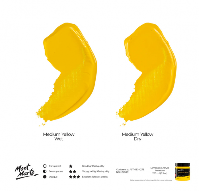 PMDA2506 Vopsea acrilică Mont Marte Dimension 250ml  - Medium Yellow [3]
