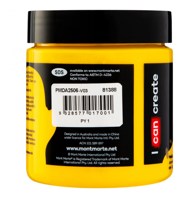 PMDA2506 Vopsea acrilică Mont Marte Dimension 250ml  - Medium Yellow [4]