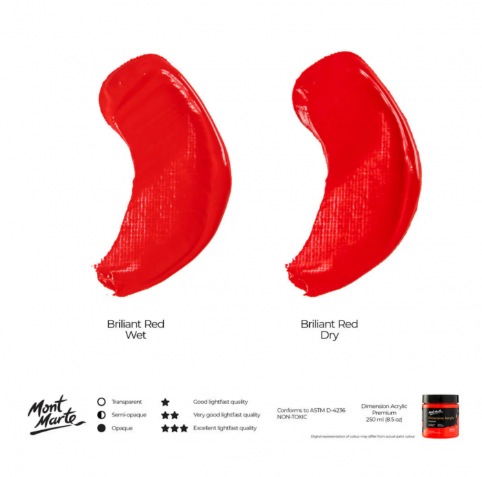 PMDA2510 Vopsea acrilică Mont Marte Dimension 250ml  - Brilliant Red [2]