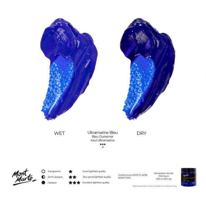 PMDA2519 Vopsea acrilică Mont Marte Dimension 250ml  - Ultramarine Blue [6]