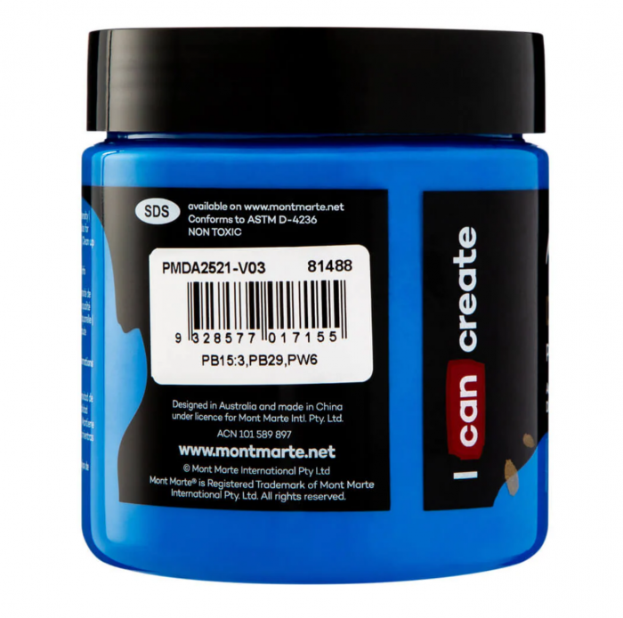 PMDA2521 Vopsea acrilică Mont Marte Dimension 250ml - Cyan Blue [3]