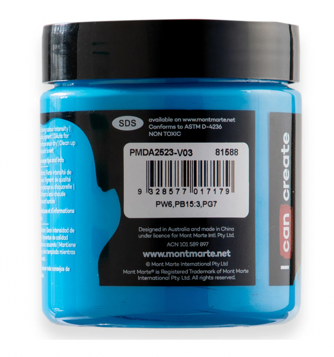 PMDA2523 Vopsea acrilică Mont Marte Dimension 250ml  - Monastral Cerulean [5]