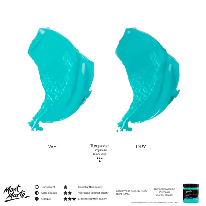 PMDA2524 Vopsea acrilicǎ Mont Marte Dimension 250 ml - Turquoise [10]