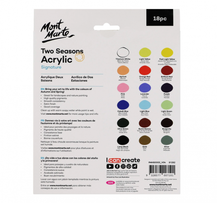 Vopsea acrilica doua sezoane Mont Marte 12ml 18buc/set [3]