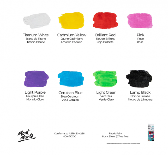PMHS0022 Set vopsele pentru textile Mont Marte 8x20ml [3]