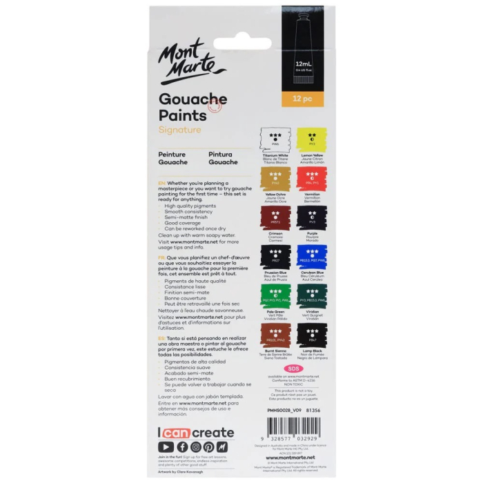 PMHS0028 Gouache Mont Marte 12bucx12ml [5]