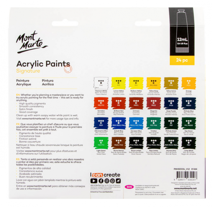PMHS0034 Vopsea acrilică Mont Marte Set 24buc x 12ml [6]