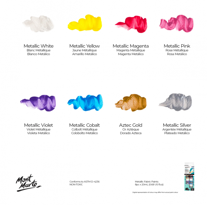 PMHS0083 Vopsea metalică textile Mont Marte Set 8buc x 20ml [6]
