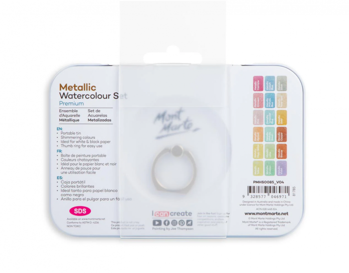 PMHS0085 Acuarele metalizate Mont Marte cutie tablă 21buc/set [3]