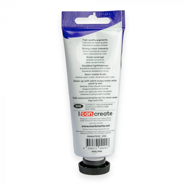 PMSA7502 Vopsea acrilicǎ satin Mont Marte 75ml - Chinese White [3]