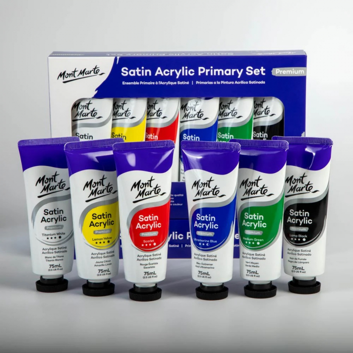 PMSS0001 Set vopsea acrilică satin semi mată Mont Marte 75ml 6buc/set [8]