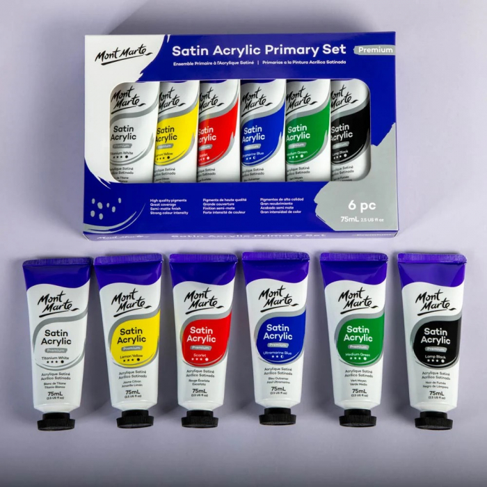 PMSS0001 Set vopsea acrilică satin semi mată Mont Marte 75ml 6buc/set [2]