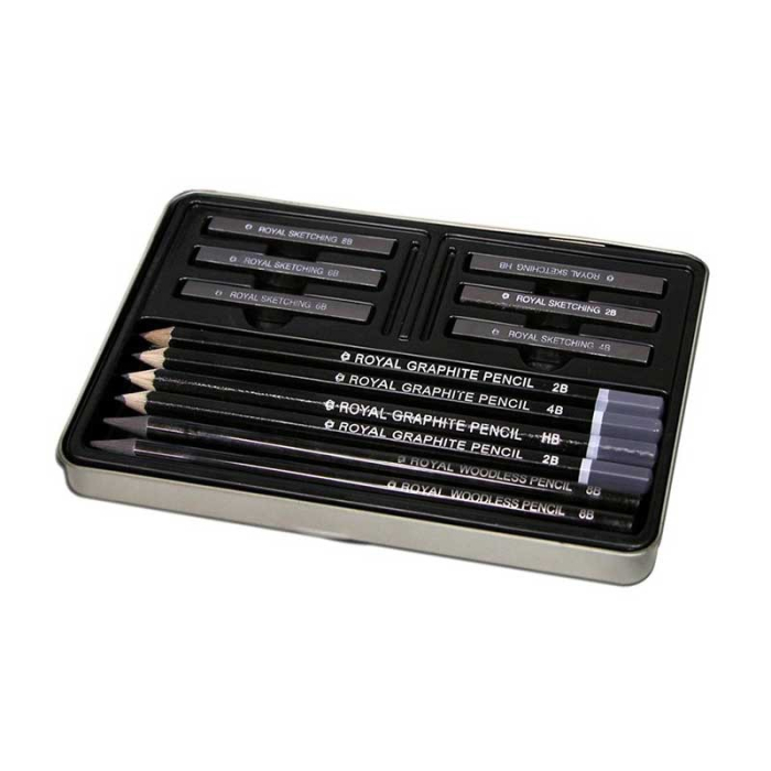 Set creioane schite cutie metalica Royal Langnickel [3]