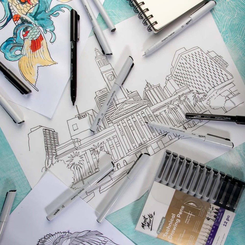 Set linere desen tehnic Mont Marte 12pc [7]