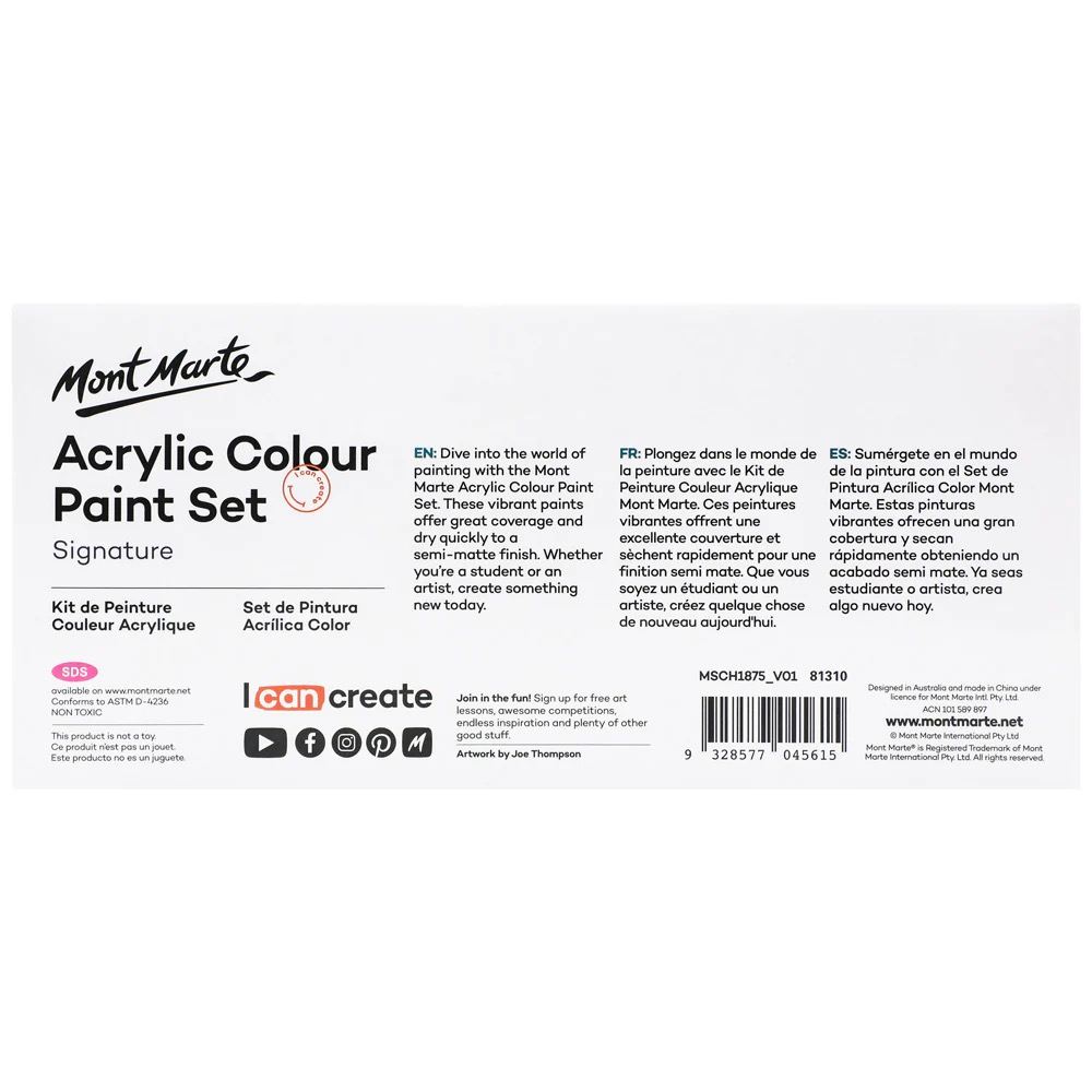 Set vopsea acrilica Mont Marte 18x75ml [8]