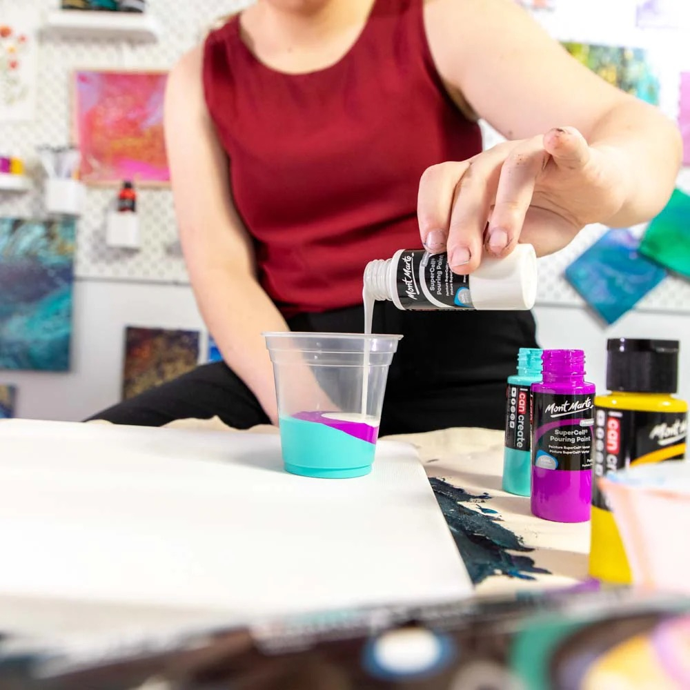 Vopsea acrilica SuperCell Pouring Mont Marte 4buc x 60ml - Coral Reef [5]