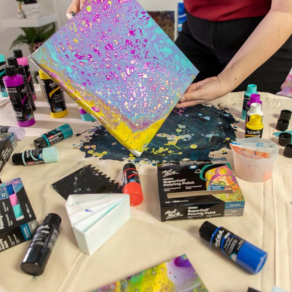 Vopsea acrilica SuperCell Pouring Mont Marte 4buc x 60ml - Coral Reef [8]