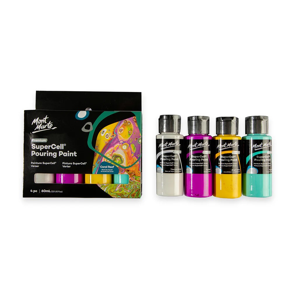 Vopsea acrilica SuperCell Pouring Mont Marte 4buc x 60ml - Coral Reef [2]