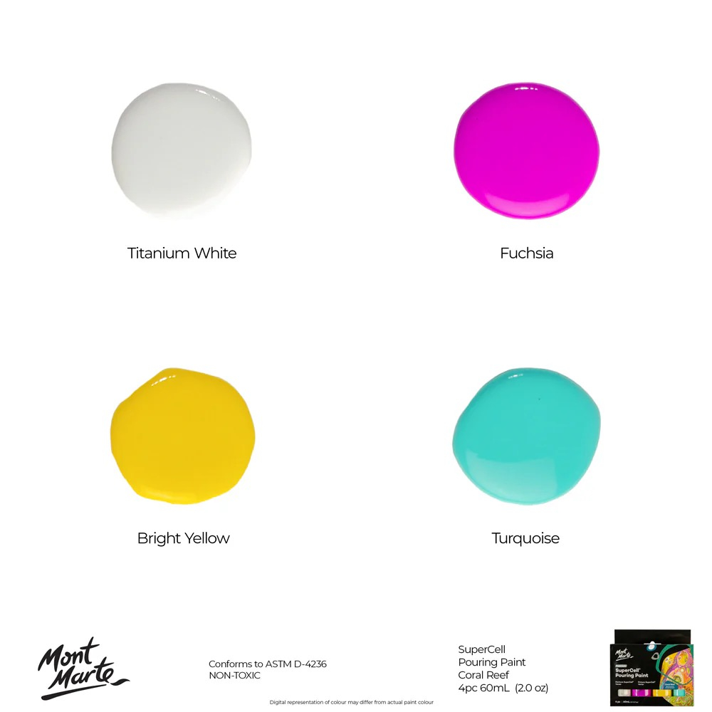 Vopsea acrilica SuperCell Pouring Mont Marte 4buc x 60ml - Coral Reef [10]