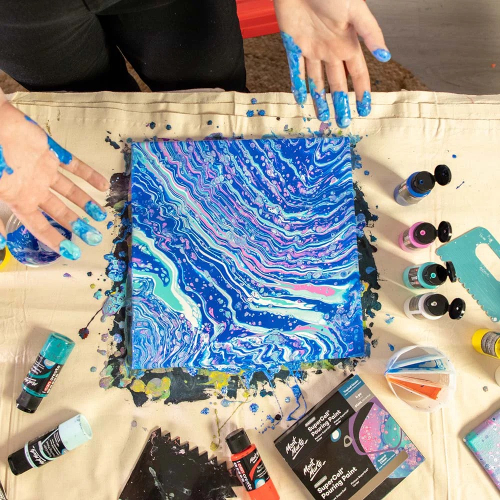 Vopsea acrilica SuperCell Pouring Paint Mont Marte 4buc x60ml - Tropical Ocean [9]