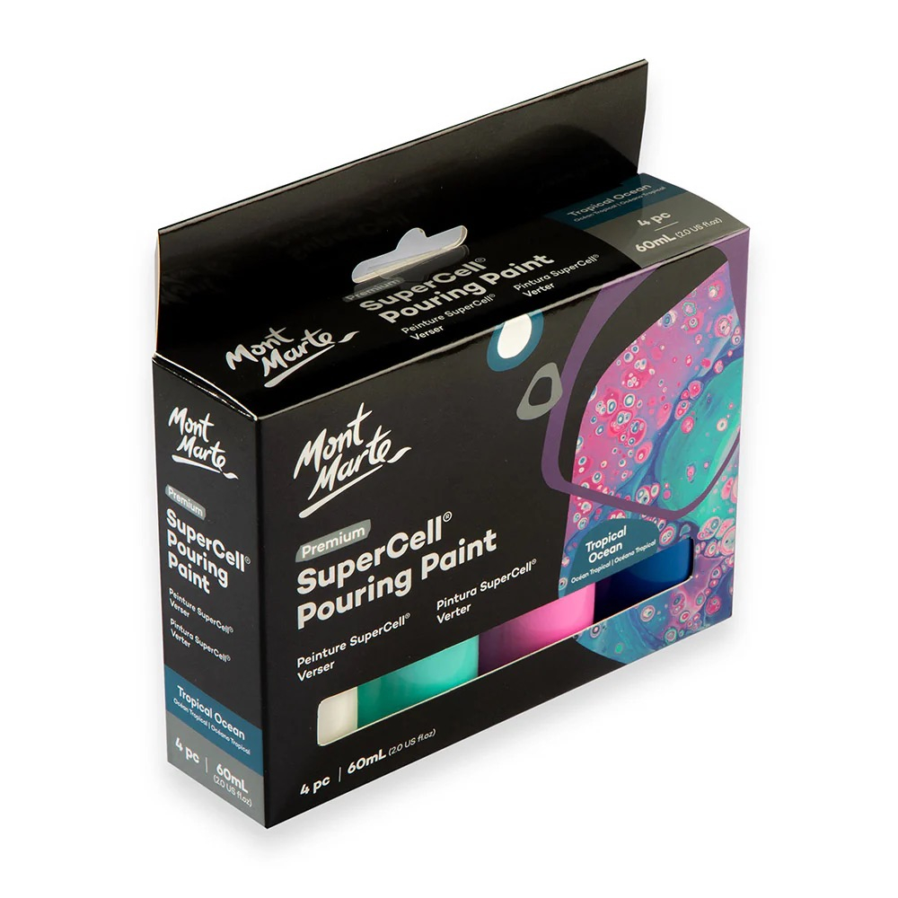 Vopsea acrilica SuperCell Pouring Paint Mont Marte 4buc x60ml - Tropical Ocean [3]