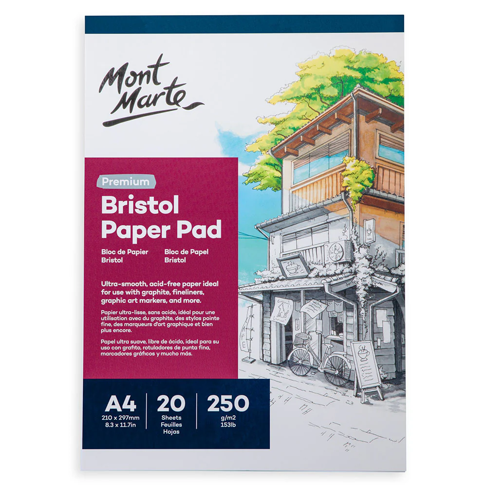 Blocuri desen - Bloc hartie Bristol 250gr A4 Mont Marte 20 coli