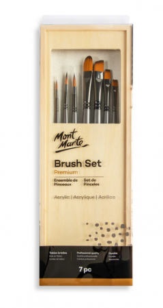 Seturi pensule pentru acrilice - BMHS0001 Set pensule acrilic în cutie lemn Mont Marte 7buc