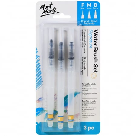 Seturi pensule pentru acuarela - BMHS0035 Set pensule rezervor pt apă vârf rotund Mont Marte 3 buc