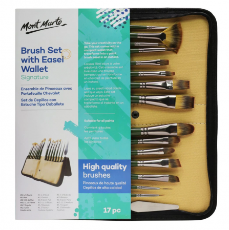 Pensule speciale - BMHS0044 Set pensule Artist cu penar șevalet Mont Marte 17/set