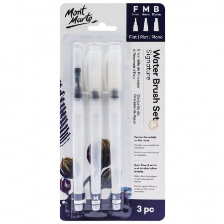 Seturi pensule pentru acuarela - BMHS0045 Set pensule rezervor pt apă vârf drept Mont Marte 3 buc