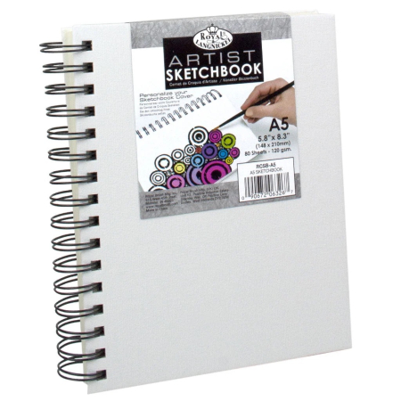 Caiete schițe - Caiet de schite cu hartie alba Canvas cover A5 80 file Royal Langnickel Essentials