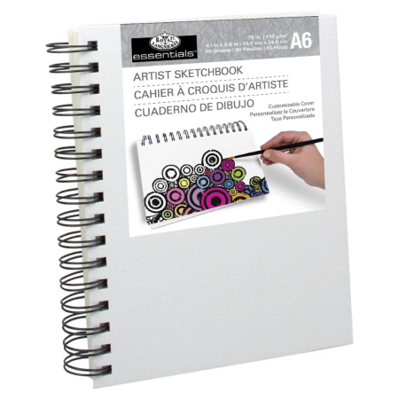 Caiete schițe - Caiet de schite cu hartie alba Canvas cover A6, 80 file Royal Langnickel Essentials