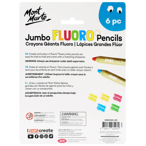 Creioane neon Jumbo cu ascutitoare Mont Marte 6/set [2]