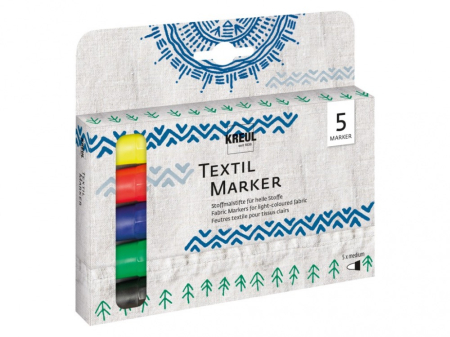 Markere și carioci - Marker pentru textile M 5buc/set Kreul
