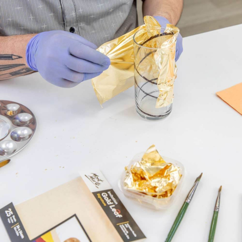 Imitatie foita Mont Marte 14x14cm 25 coli Gold [5]