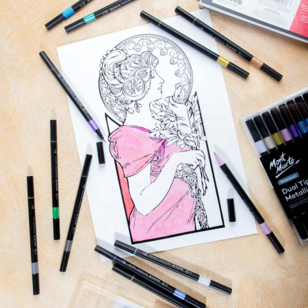 MMPM0063 Markere metalizate duo Pensulǎ/Rotund Mont Marte 12buc [7]