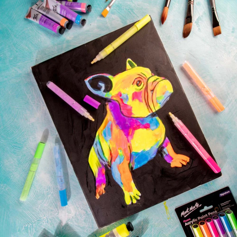 Markere acrilice Fluoro Mont Marte varf gros 6buc [7]