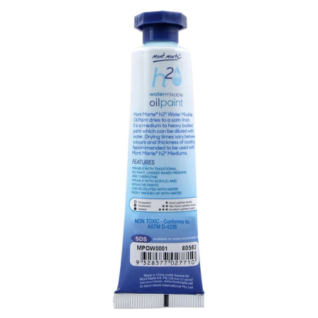 MPOW0001 – Vopsea ulei mixabilă cu apă Mont Marte 37 ml – Titanium White [1]