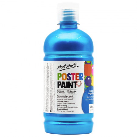 Culori tempera - MPST3005 Vopsea Tempera Mont Marte 500ml - Metallic Bright Blue