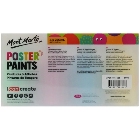 MPST4001 Vopsea tempera Mont Marte 4buc x 250ml Bright [1]