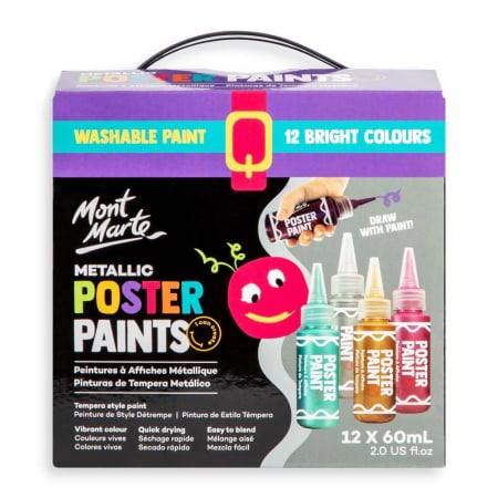Culori tempera - MPST6005 Vopsea tempera Metalic Mont Marte 12buc x 60ml