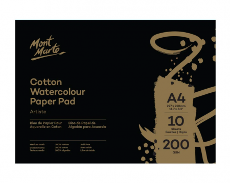 Caiete schite - MSB0128 Bloc acuarelă Mont Marte A4 bumbac 200gr 10 coli