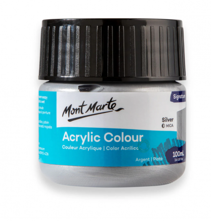 Culori acrilice - Vopsea acrilica Mont Marte 100ml - Silver
