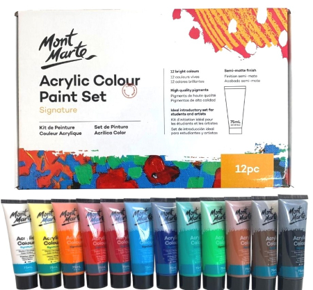 Seturi acrilice - MSCH1275 Set vopsea acrilică Mont Marte 12bucx 75ml