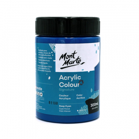 Culori acrilice - MSCH3060 Vopsea acrilică Mont Marte Studio 300ml - Deep Cyan