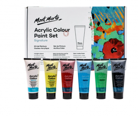 Culori acrilice - Vopsea acrilica Mont Marte set 6buc x 75ml
