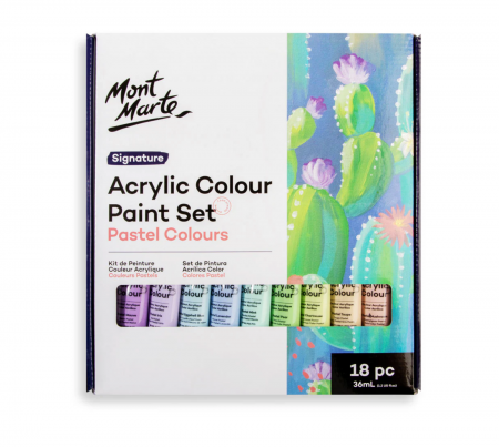 PICTURA - MSCP1836 Vopsea acrilică culori pastel Mont Marte set 18buc x 36ml