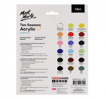 Vopsea acrilica doua sezoane Mont Marte 12ml 18buc/set [2]